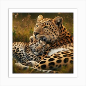 Leopard Cub Cuddling Art Print