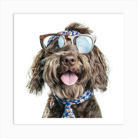 Dog With Glasses And Tie Art Print