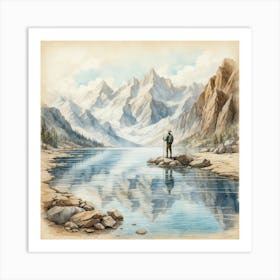 Man Standing By A Lake Art Print