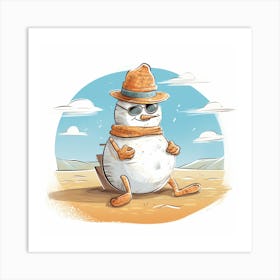 Snowman In SunglassesAbstract Christmas Art Print