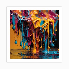 Colorful Paint Drips 2 Art Print