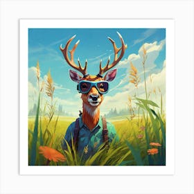 Deer In The Grass Art Print