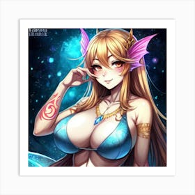 Sexy anime mermaid 02 Art Print