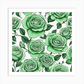 Green Roses 9 Art Print