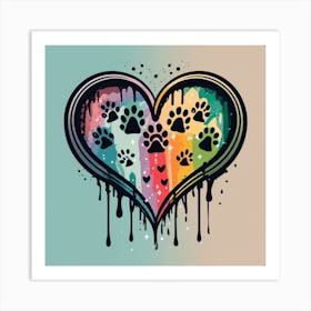 Heart With Paw Prints Art Print