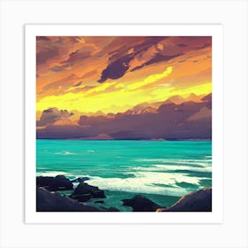 Sunset Over The Ocean 5 Art Print