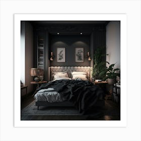 Black And White Bedroom Art Print