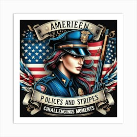 American Police And Stripes Art Print