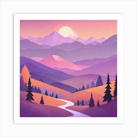 Misty mountains background in purple tone 18 Art Print