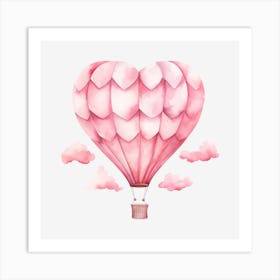 Pink Heart Hot Air Balloon 1 Art Print