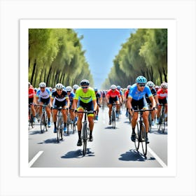 Peloton De Ciclistas Prsctidando Art Print