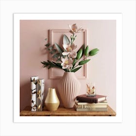 Vases And Books Art Print