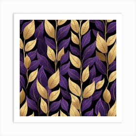 Purple And Gold Leaves Art Print