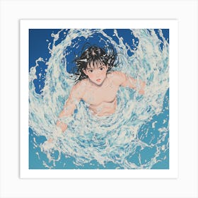 Girl In The Water Art Print