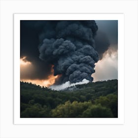 Smoke Billowing From A Coal Mine Art Print