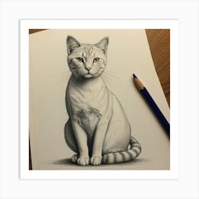 Cat Drawing Art Print