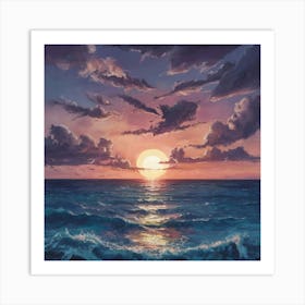 Sunset Over The Ocean 6 Art Print