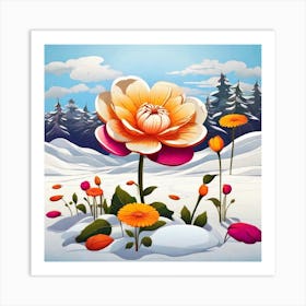 Flower In The Snow Art Print