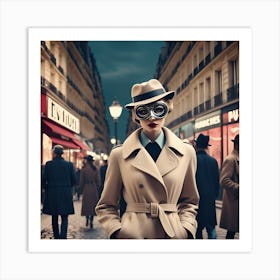 Chic Parisian Fashion Investigates A Retrofuturist Mystery In The Heart Of The City Art Print