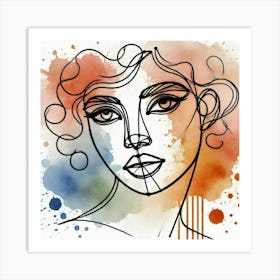 Watercolor Portrait Of A Woman 2 Art Print