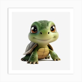 Cute Turtle Green Animal Cartoon Art Print