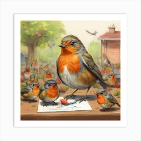 Robin Family 1 Art Print