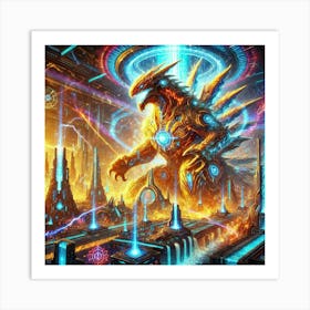 A Vivid Depiction Of The Kaiju Booster Fields Abil Retry Art Print