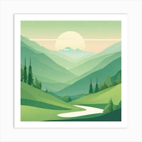 Misty mountains background in green tone 92 Art Print