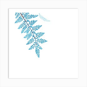 Blue Fern Leaves Art Print