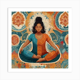 Meditating Woman Energy auras Art Print