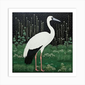 Ohara Koson Inspired Bird Painting Greater Flamingo 4 Square Art Print