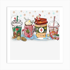 Nurse Christmas Coffee Lover Rn Er Nursing School Nurse Life Art Print