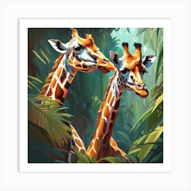 Giraffes In The Jungle 8 Art Print