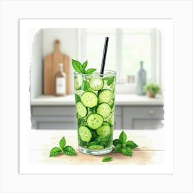 Iced Cucumber Drink Art Print