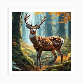 Deer In The Forest 130 Art Print