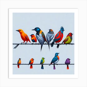 Birds On Wire Art Print