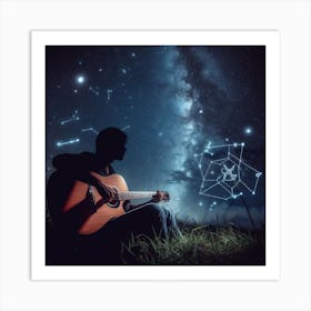 Acoustic singer under the Zodiac Art Print