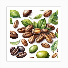 Coffee Beans Seamless Pattern 11 Art Print