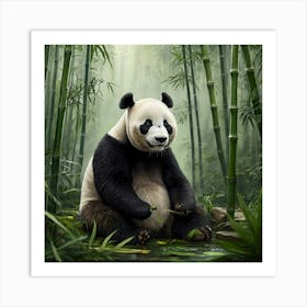 Panda Bear In The Bamboo Forest Art Print