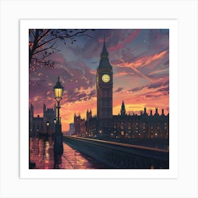 Sunset In London Art Print