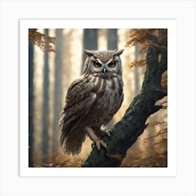 Owl In The Forest 108 Art Print