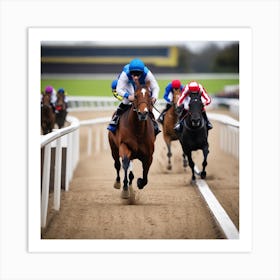 Jockeys Racing On The Track 2 Art Print