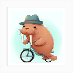 Walrus On A Bicycle 1 Art Print