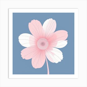 A White And Pink Flower In Minimalist Style Square Composition 446 Art Print