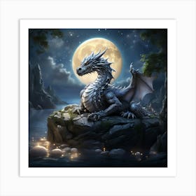 Dragon In The Moonlight 3 Art Print