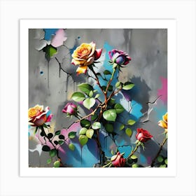 Graffiti Roses Art Print