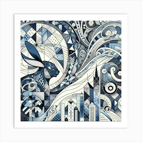 Blue Hare Art Print