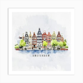 Amsterdam City Watercolor Art Art Print