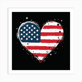 American Flag Heart Art Print