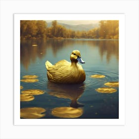 Duck In Water Art Print